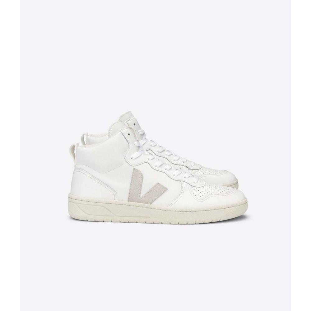 Veja V-15 LEATHER Hoog Dames White/Beige | BE 368OKI